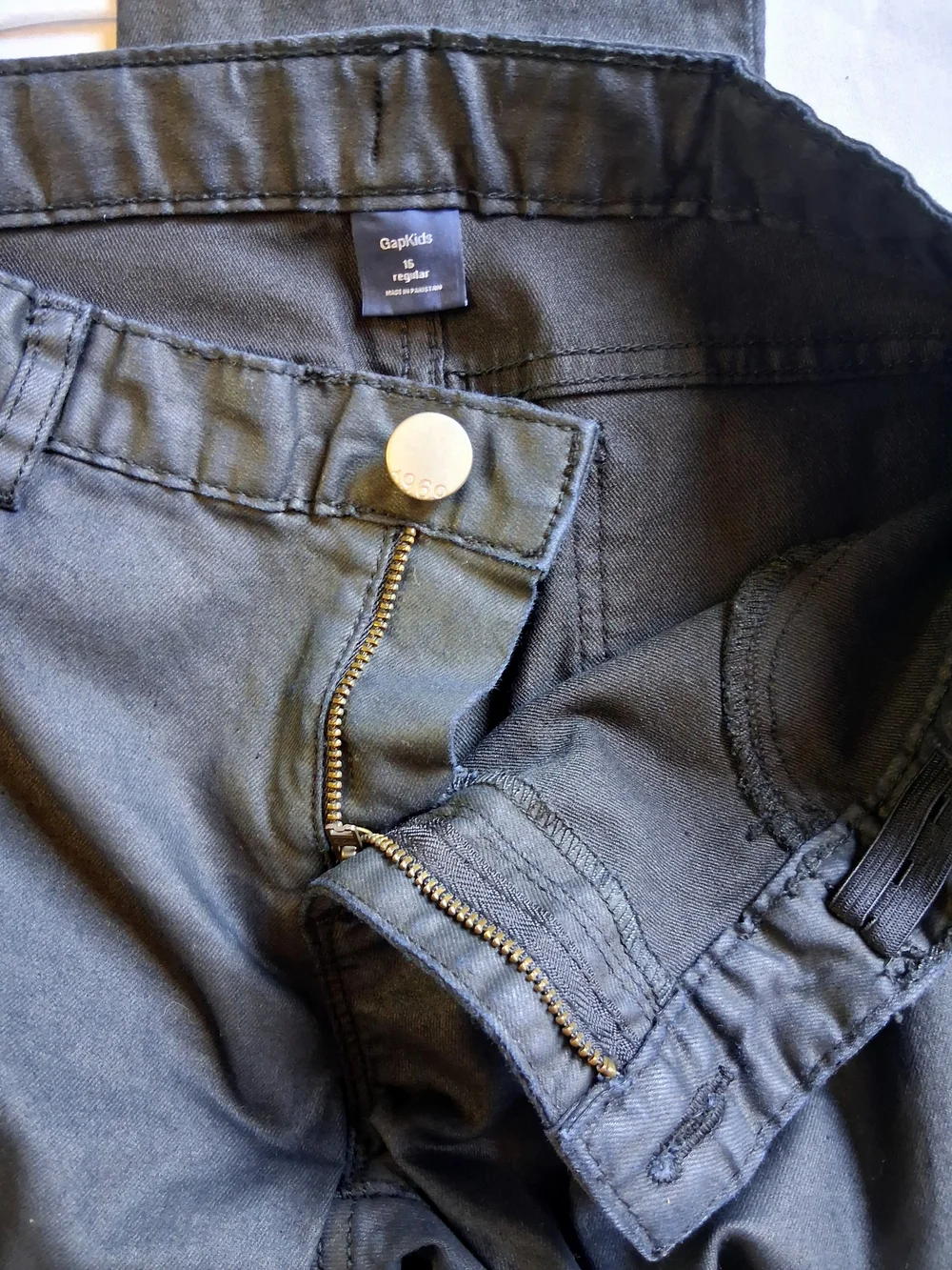 GAP Kids Skinny Jeans Black Size 16 Regular Coated Denim Edgy Chic